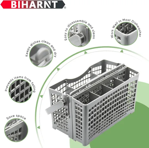 Vista 3 de Cesta universal de repuesto para lavavajillas, cesta 2 en 1 para utensilios/cubiertos, compatible con Bosch, Maytag, Kenmore, Whirlpool, KitchenAid