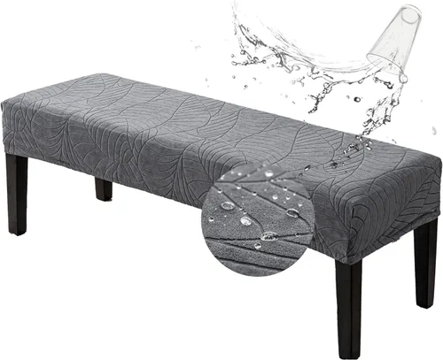 Vista 32 de Genina Fundas impermeables para banco de comedor, protector de asiento de banco de jacquard elástico, funda de banco rectangular para dormitorios