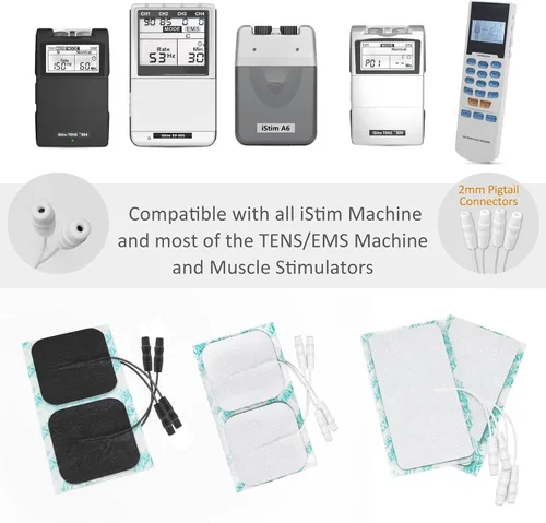 Vista 2 de iStim Super Soft 2"x2" TENS Unit Electrodes for TENS Massage EMS Unit/Muscle Stimulator - 100% Japanese Gel - 16 Pieces Reusable Electrode Pads