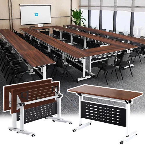 Vista 11 de 10 unidades, 63 x 24 x 30 pulgadas, mesas plegables para sala de conferencias, modernas mesas de reunión plegables con tapa abatible, mesas