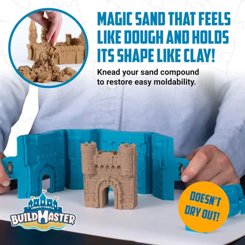 Vista 2 de Super Mega Sand Castle Kit – Kit de arena interior para niños con 25 piezas de construcción, 2.65 libras de arena mágica reutilizable, moldeable