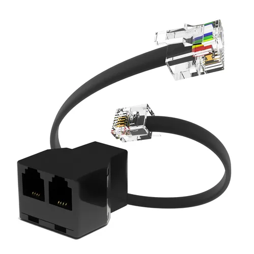 Vista 10 de Divisor de teléfono para línea fija, adaptador de conector RJ11 de 2 vías, divisor de línea telefónica 1 en 2 salidas con cable de 2.5 pulgadas