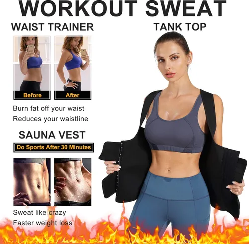 Vista 2 de Nebility Chaleco de sauna para mujer, para pérdida de peso, entrenamiento de cintura