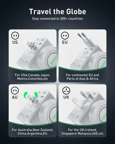 Vista 5 de Adaptador universal de viaje de enchufe europeo de carga rápida GaN de 75W