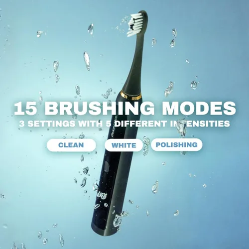 Vista 6 de Cepillo de dientes eléctrico para adultos, cepillo de dientes sónico con cabezales reemplazables y 15 modos de cepillado, cepillos de dientes