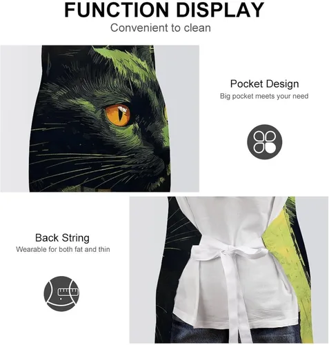 Vista 6 de MUSM Apron for Adults - 27.6 X 31.5 Inch, Heavy-Duty Polyester Aprons with Two Large Pockets, Waterproof Peeping on The Wall Kitchen Apron for