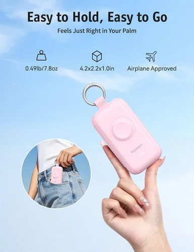Vista 7 de RORRY CharmGo Pro - Cargador portátil de 45 W, batería de 10000 mAh Cuarzo rosa