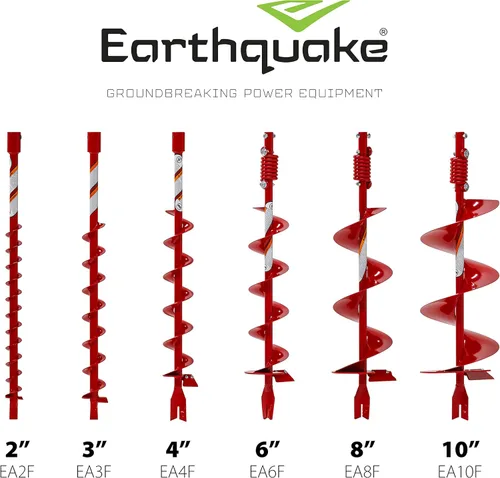 Vista 3 de Barreno de piso helicoidal de 10 pulgadas de diámetro y 36 pulgadas de largo con trépano y resorte amortiguador y flexible, de Earthquake (EA10F)