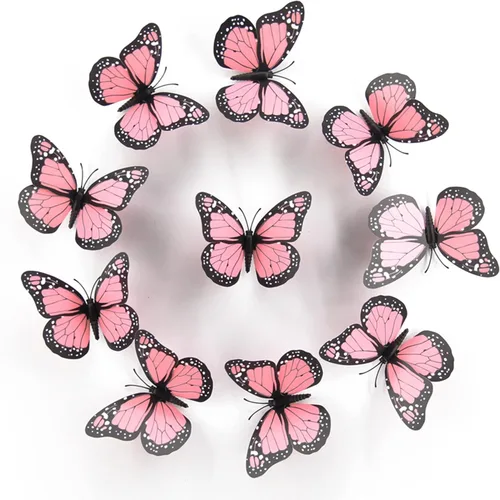 Vista 12 de Calcomanías de pared de mariposa monarca para el hogar, calcomanías de mariposa 3D, calcomanías de pared de árbol para pasteles y cupcakes