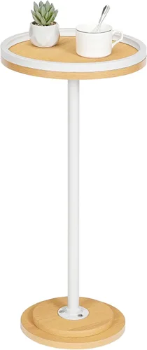 Vista 18 de HOOBRO Mesa auxiliar redonda pequeña, mesa de bebidas, mesa de café Martini con acento de pedestal para espacios pequeños en sala de estar, Negro