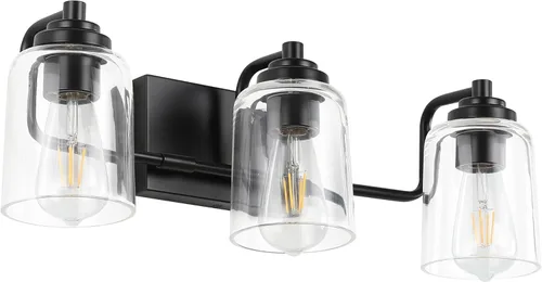 Vista 10 de SOLFART Lámpara de baño de níquel cepillado, accesorios de iluminación sobre espejo, 2 luces, luz de tocador de baño, lámpara de pared de níquel
