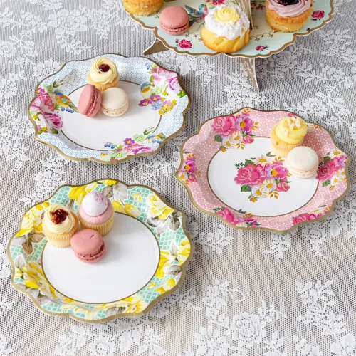 Talking Tables Bonitos platos de papel florales vintage, té de la tarde, día de la madre, decoración de mesa para cumpleaños, baby shower, boda y