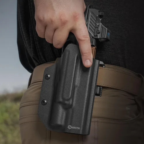Vista 3 de GRITR OWB Kydex - Funda para pistola de mano derecha compatible con Glock 17, compatible con Surefire X300, compatible con accesorios Safariland