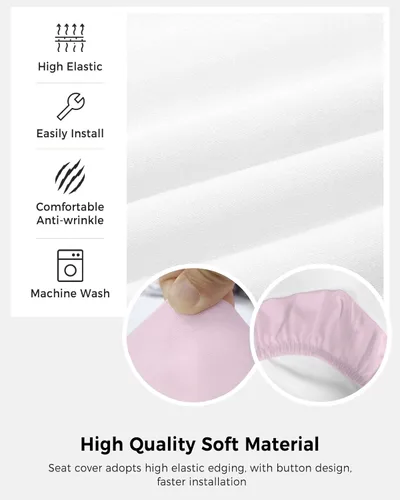 Vista 5 de Funda para silla de oficina, color rosa puro, funda elástica para asiento de silla de computadora, funda para respaldo, elástica, giratoria, cojín