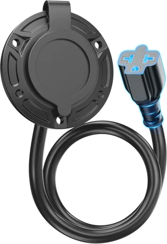 Vista 10 de Enchufe de puerto de CA de 20 A 125 V, enchufe de entrada de alimentación de alta resistencia de 12 AWG con adaptador de hoja en T 5 en 1 y cable