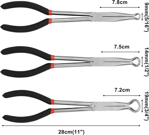 Vista 2 de Mayouko Juego de 3 alicates de agarre de manguera de 11 pulgadas de largo alcance, 5/16 pulgadas, 1/2 pulgada, 3/4 pulgadas, kit de alicates