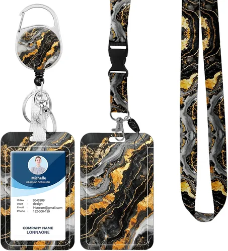 Vista 29 de Cordón con soporte para insignia, carrete retráctil con correa de cuello desmontable y soporte vertical para identificación para enfermeras
