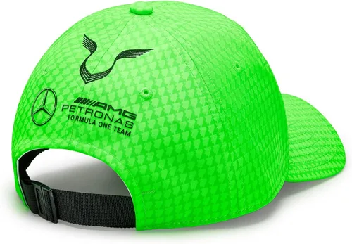 Vista 3 de Mercedes AMG Petronas Formula One Team - Gorra de conductor Lewis Hamilton 2023 - Verde neón - Unisex - Talla: Talla única