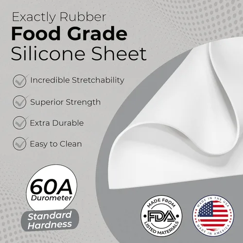 Vista 2 de Exactly Rubber - Hoja de silicona blanca, alfombrilla de silicona de durómetro 60A, alfombrilla de goma de grado alimenticio con resistencia a