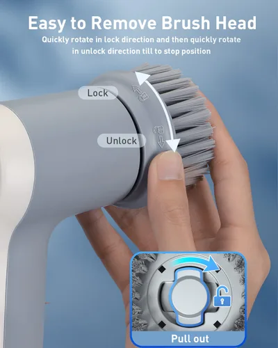 Vista 7 de Electric Spin Scrubber Cordless Power Scrubber with 4 Replaceable Brush Heads and 2 Rotating Speeds, Shower Cleaning Brush Cleaner for Bathroom