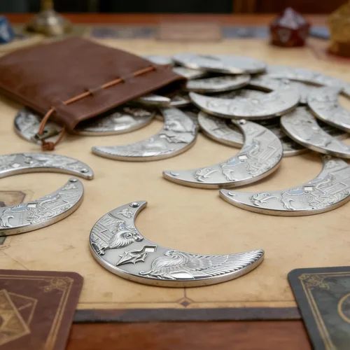 Vista 5 de Byhoo 20 monedas de fantasía para juegos de mesa DND Accesorios y bolsa de cuero para monedas de metal Waterdeep para Calabozos y Dragones Tablelap