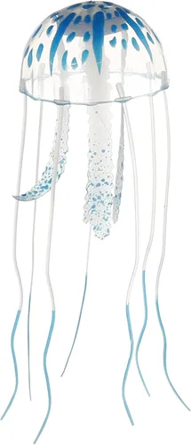 VOCOSTE - Decoración de medusas para pecera, azul, 2.3 x 5.9 pulgadas | Silicona suave, brillo fluorescente, ventosa, fácil montaje