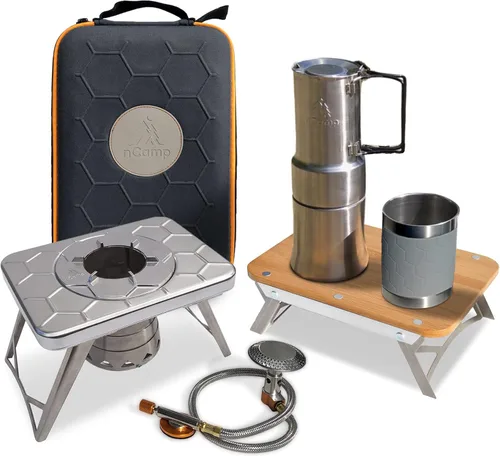 Vista 10 de nCamp Juego de 4 piezas de superficie de preparación de estufa de cocina para acampar al aire libre con estuche de transporte para senderismo