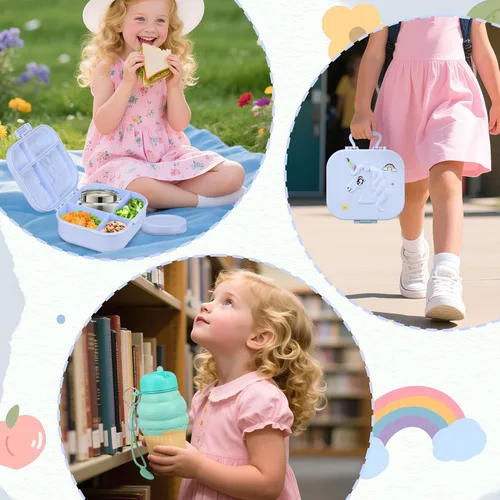 Vista 6 de Aimsnk Juego de Loncheras para Niños - Frasco de Alimentos Aislado de 12 oz, Bolsa Térmica, Envases de Comida para Almuerzo a Prueba de Fugas