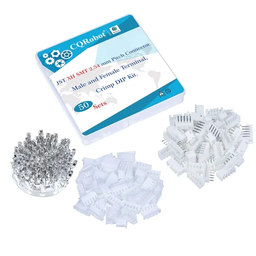Vista 42 de CQRobot JST EL 4.5 mm de paso 2 pines conector electrónico IC macho, enchufes hembra carcasa y kit de terminales de crimpado en T macho/hembra. 50