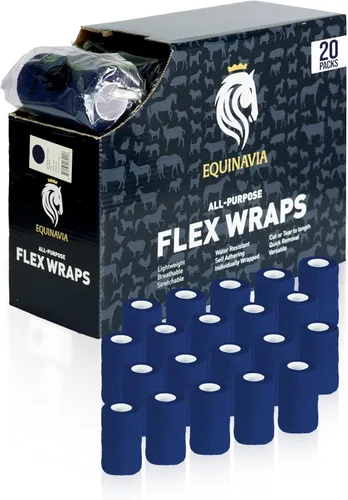 Vista 12 de Equinavia Paquete de 20 envolturas autoadhesivas para veterinarios de 4 pulgadas con estuche de fácil dispensación Vendajes para caballos, Negro
