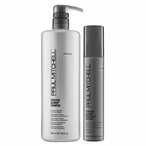 Paul Mitchell Forever Blonde Champú, Repairs + Deely Hydrates, 24 fl oz + Forever Blonde Leave-In Treatment, repara + añade brillo, 5.1 onzas