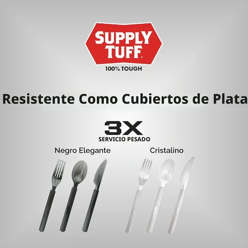 Vista 8 de 3 tenedores de plástico resistentes envueltos individualmente, paquete