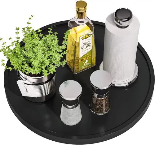 Vista 9 de Organizador Lazy Susan, Lazy Susan de Bambú Antideslizante de 9 Pulgadas para Almacenamiento de Mesa, Servilletero, Jarrón, Plato Giratorio