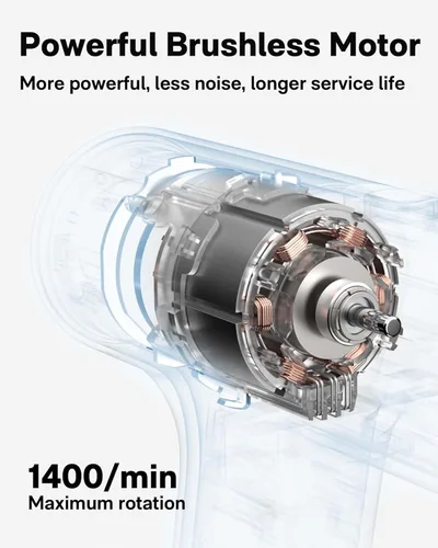 Vista 6 de HOTO Taladro inalámbrico sin escobillas de 12V, pantalla LED, 30 engranajes de precisión, 2 modos de trabajo, batería de 2000mAh, par de torsión