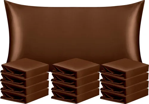 Vista 118 de NTBAY Paquete de 2 fundas de almohada estándar de satén para cabello y piel, lujosas y sedosas fundas de almohada con cierre de sobre, 20 x 26