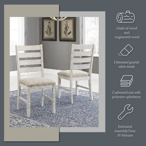 Vista 7 de Signature Design by Ashley Skempton - Silla de comedor moderna de granja, 2 unidades, diseño de respaldo de escalera, madera, 17.75 pulgadas