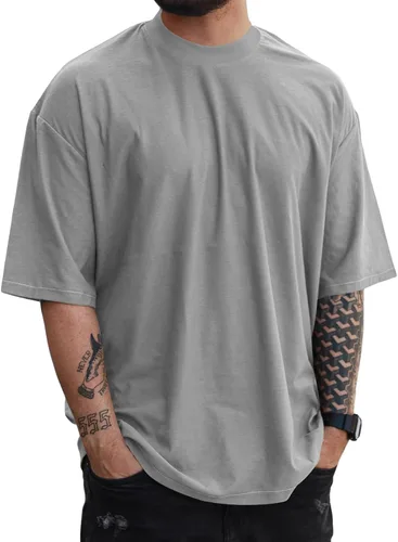 YawYews Camisetas de moda para hombre de manga corta, entrenamiento, suéter oversize, color sólido, casual