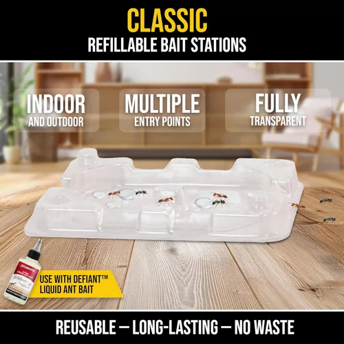 Vista 2 de Catchmaster DEFIANT - Recambio de trampas para hormigas reutilizables para interiores (paquete de 16) – Eficaz mata hormigas líquido – Cebo