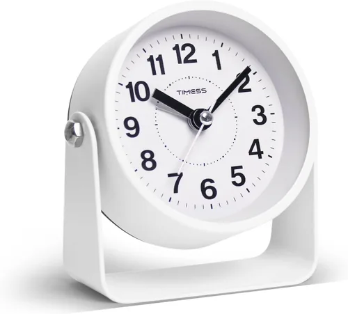 Vista 10 de Reloj de alarma analógico TIMESS, movimiento de cuarzo silencioso sin tic-tac, funciona con pilas con función de repetición de alarma y luz bajo