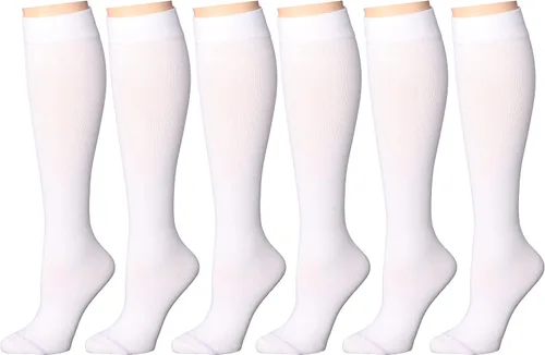 Vista 10 de 6 pares de calcetines de compresión de algodón peinado de 8-15 mmHg con soporte graduado hasta la rodilla para mujer