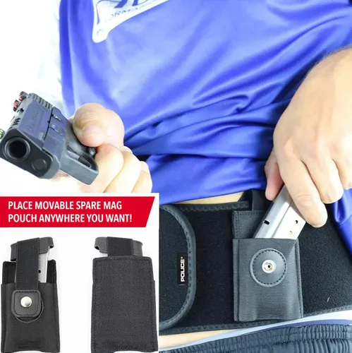 Vista 5 de POLICE Funda para pistola de banda para el vientre para transporte oculto Funda de pistola compatible con Smith y Wesson, Shield, Glock 19, 17