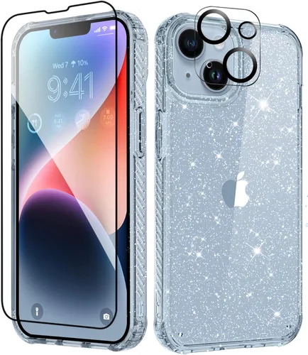 Vista 11 de MIODIK - Funda compatible con iPhone 13 Pro, con protector de pantalla + protector de lente de cámara, funda transparente protectora y a prueba