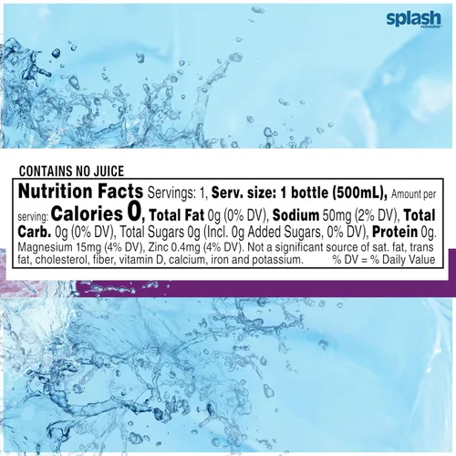 Vista 2 de SPLASH REFRESHER - Agua saborizada con sabor a uva Acai, 8 onzas líquidas, paquete de botellas de plástico de 12