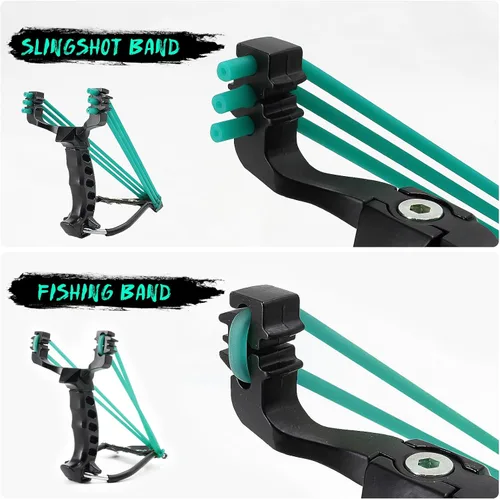 Vista 7 de oubert Potente kit de pesca con tirachinas con carrete plegable Slingshot Bowfishing Kit con dardos de pesca y protector de mano tirachinas