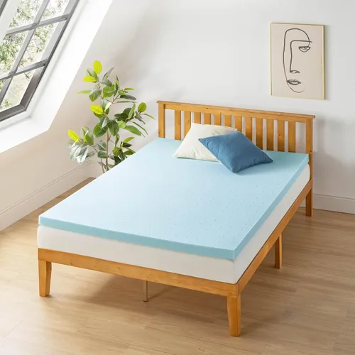 Vista 2 de Best Price Mattress - Cubrecolchón ventilado de espuma viscoelástica de 2.5 pulgadas, infusión de gel refrescante, certificado CertiPUR-US, esencial