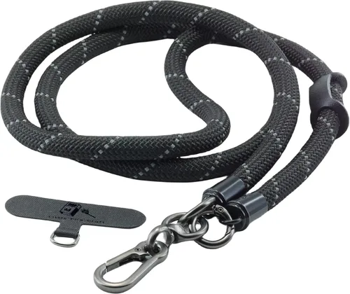 Cordón cruzado para teléfono celular, correa de muñeca alrededor del cuello para la mayoría de teléfonos inteligentes, auriculares, llavero de Negro
