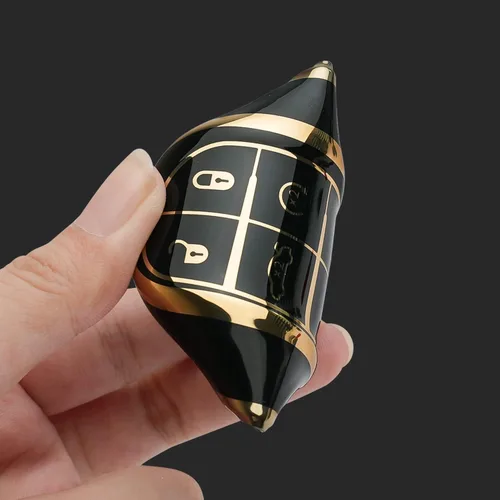 Vista 4 de Funda para llavero Jeep para Grand Cherokee Renegade Chrysler 200 300 Dodge RAM Durango Challenger Journey Smart Key Shell Case (negro)