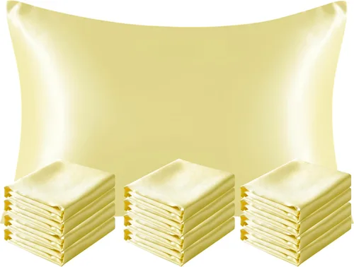 Vista 105 de NTBAY Paquete de 2 fundas de almohada estándar de satén para cabello y piel, lujosas y sedosas fundas de almohada con cierre de sobre, 20 x 26