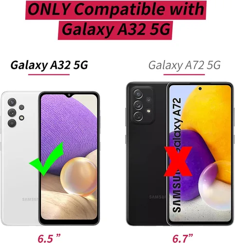 Vista 3 de Funda para Samsung Galaxy A32 5G, funda para Samsung Galaxy A32 5G de 6.5 pulgadas de doble capa de policarbonato duro híbrido + TPU suave cuerpo