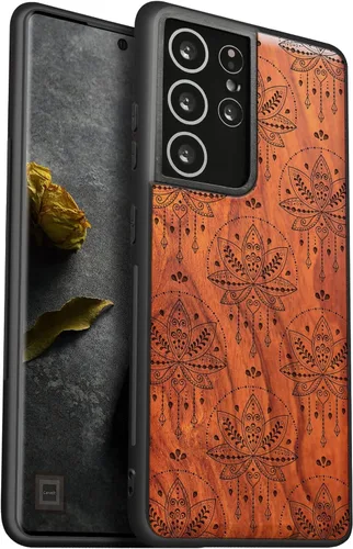 Vista 12 de Carveit Funda de madera para Galaxy S21 Plus [madera natural y TPU suave negro] a prueba de golpes, funda de madera única compatible con S21 Plus 5G